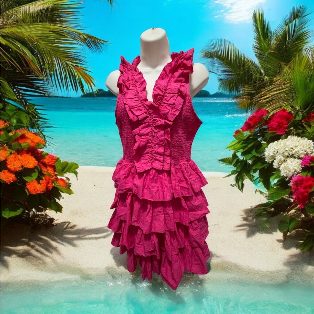 Love the Label Size XS pink frilly mini dress